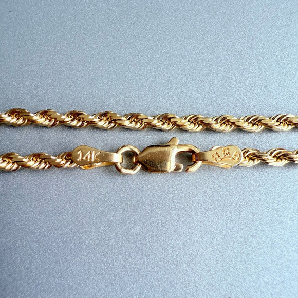 14k Solid Gold Designer Bailey Banks & Biddle 2mm Rope Chain Heavy Necklace 31" - Picture 3 of 6